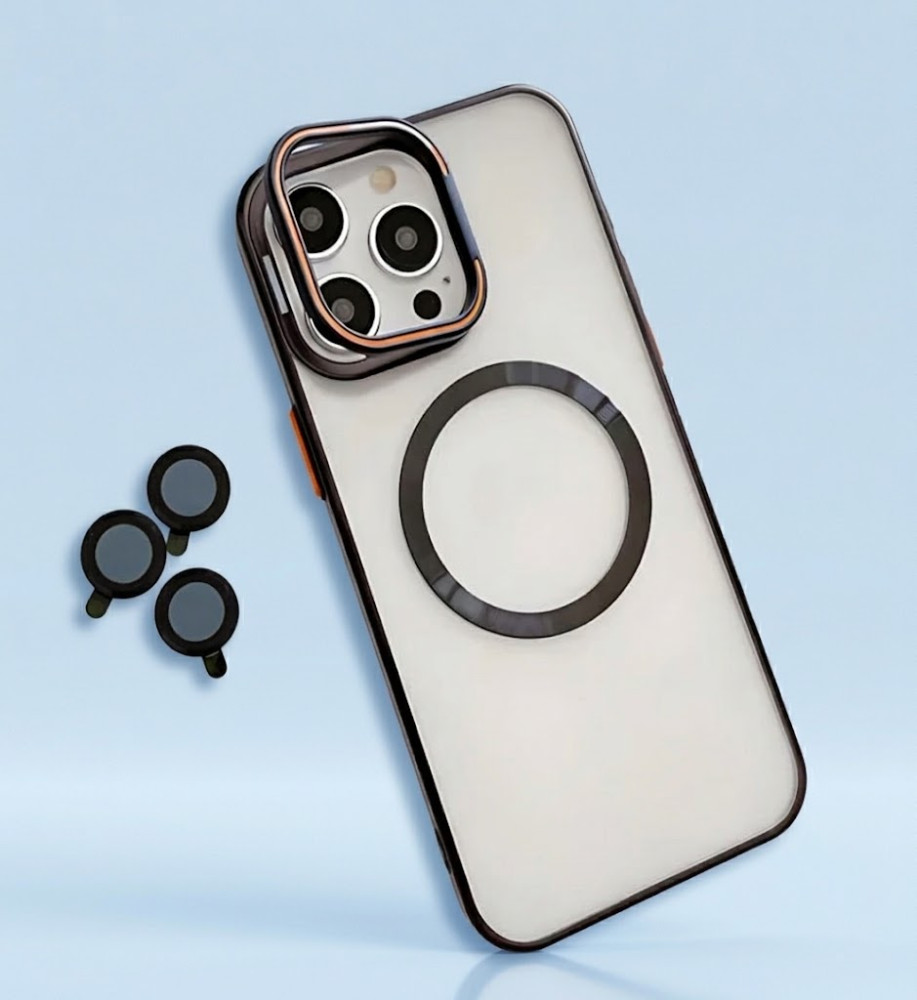  iPhone 16 Pro Clear MagSafe Case with Titanium Frame, Camera Stand and Lens Protectors 