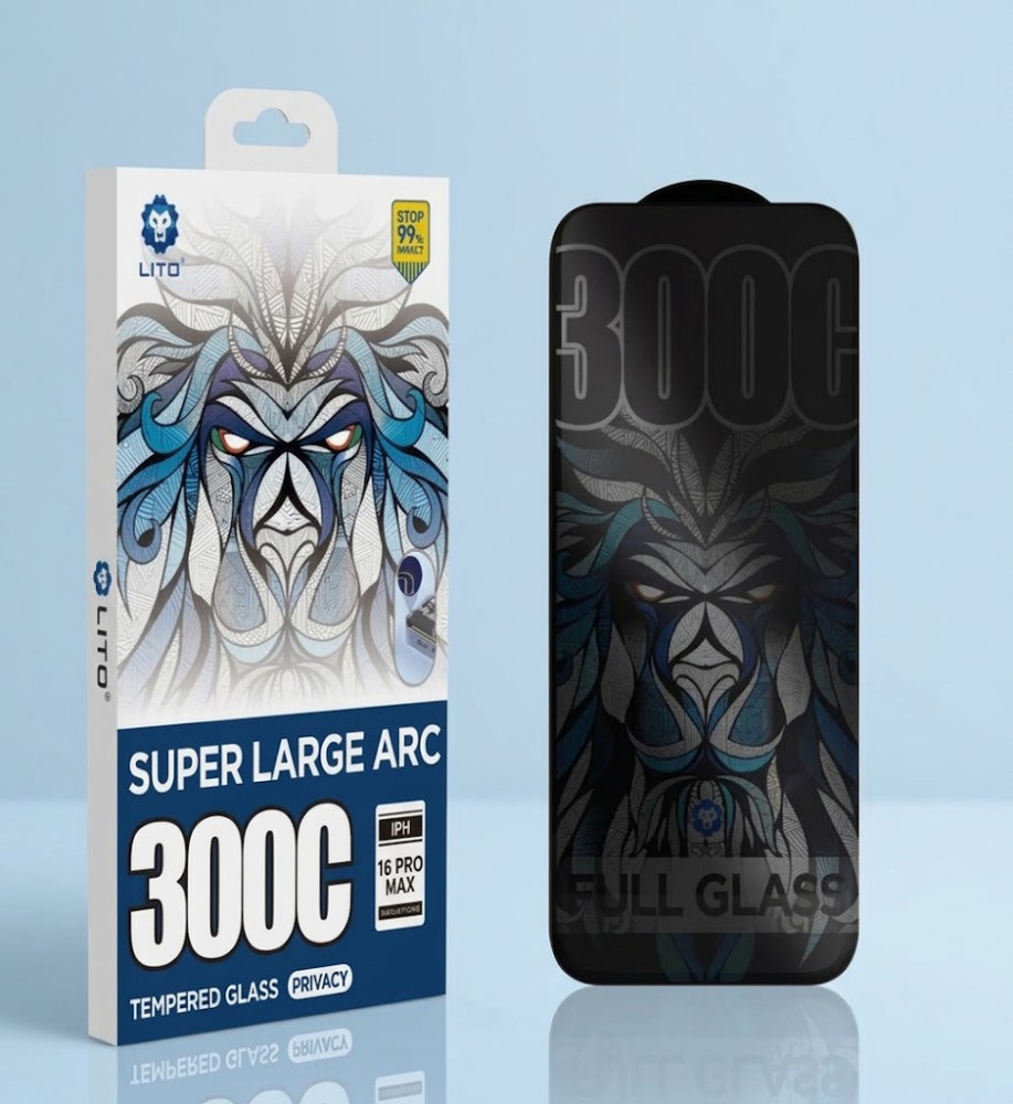  LITO 300C Super Large ARC Privacy Tempered Glass Screen Protector for iPhone 15 Pro Max 