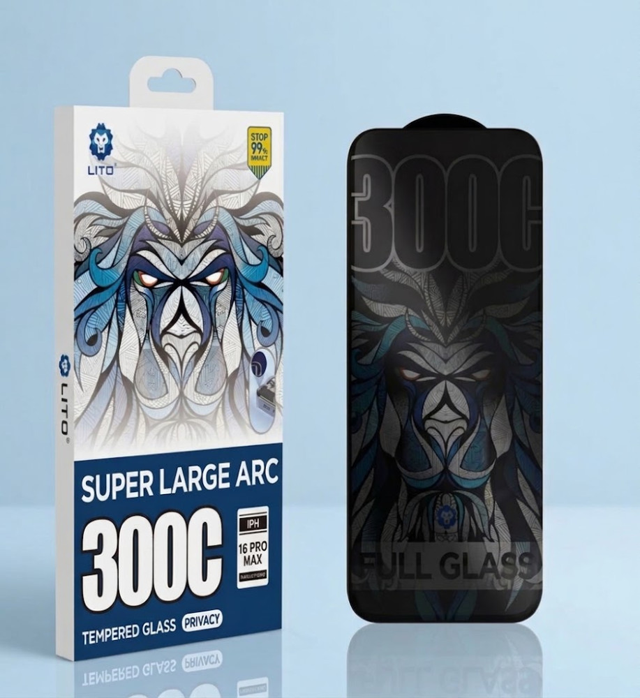  LITO 300C Super Large ARC Privacy Tempered Glass Screen Protector for iPhone 16 Pro Max 