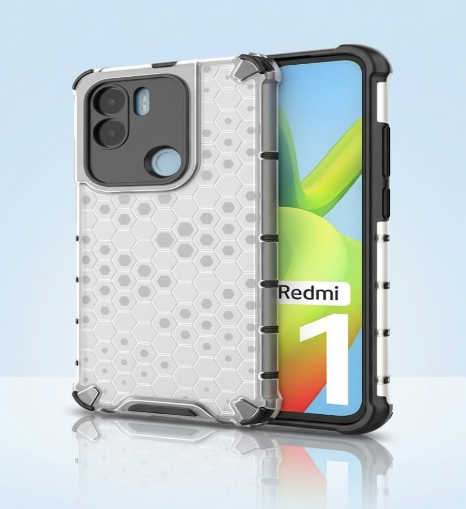  Xiamoi Redmi A1 Plus Clear Honeycomb Shockproof Case with Raised Camera & Screen Protection 