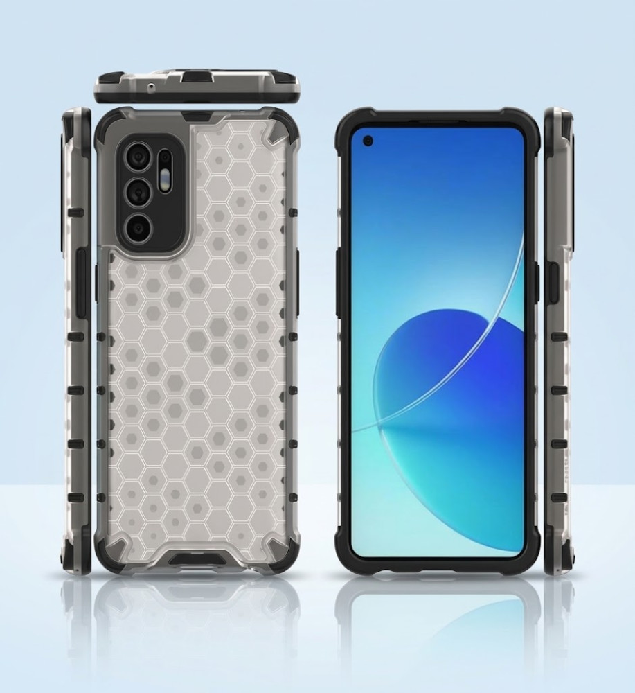  Oppo Reno 6 4G Clear Honeycomb Shockproof Case with Raised Camera & Screen Protection 