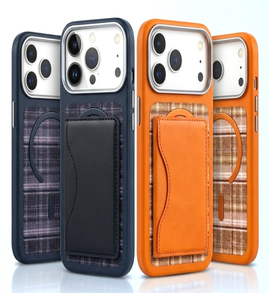  iPhone 18 Pro Max 2-in-1 leather-texture case with a magnetic card wallet and MagSafe support. 