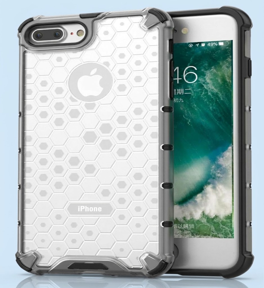  iPhone 7 Plus Clear Honeycomb Shockproof Case with Raised Camera & Screen Protection 