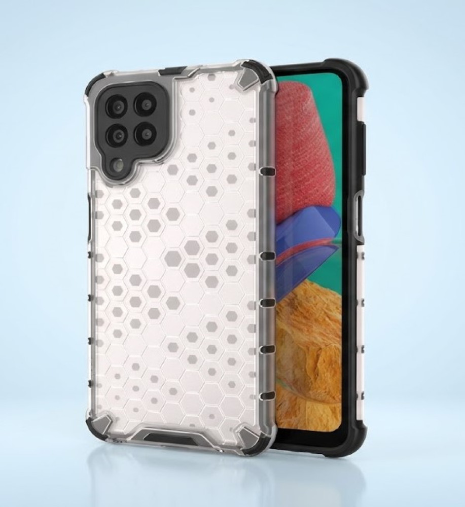  Samsung M53 Clear Honeycomb Shockproof Case with Raised Camera & Screen Protection 