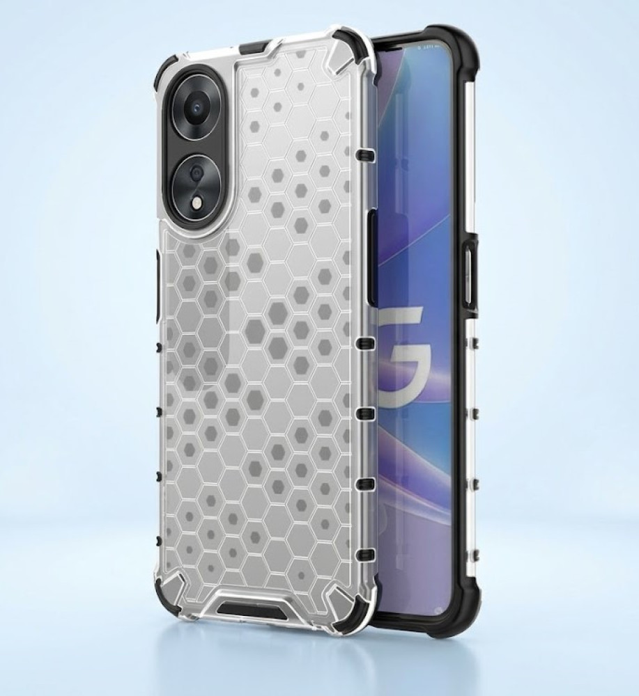  OPPO A58 Clear Honeycomb Shockproof Case with Raised Camera & Screen Protection 