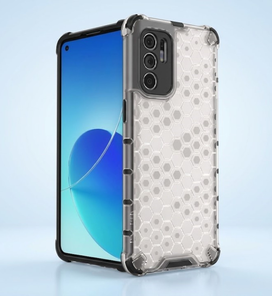  OPPO Reno 6 Pro Clear Honeycomb Shockproof Case with Raised Camera & Screen Protection 
