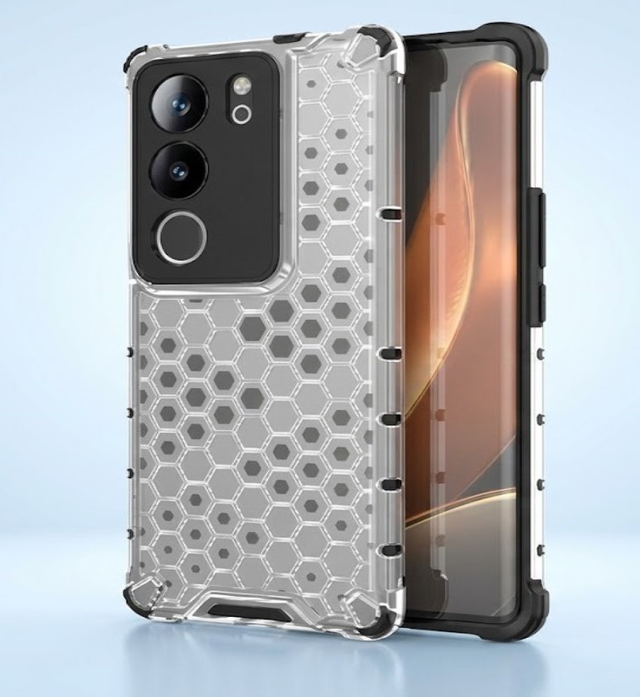  Vivo V29 Clear Honeycomb Shockproof Case with Raised Camera & Screen Protection 