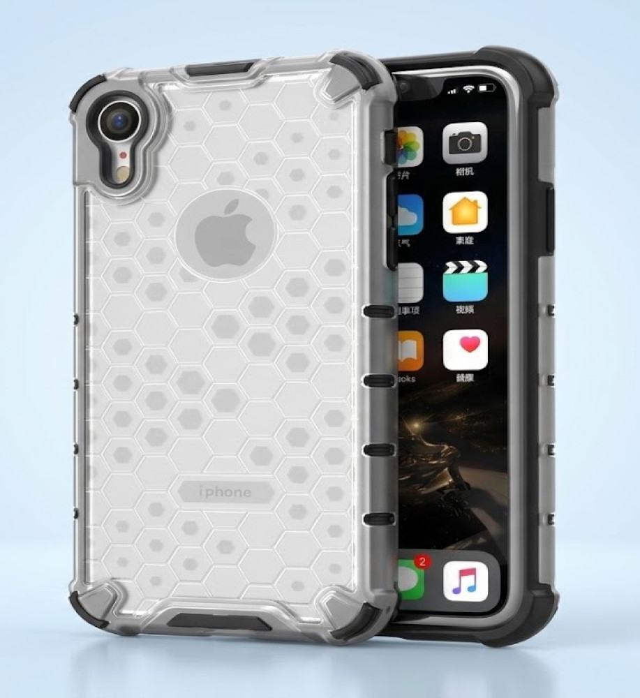  iPhone XR Clear Honeycomb Shockproof Case with Raised Camera & Screen Protection 
