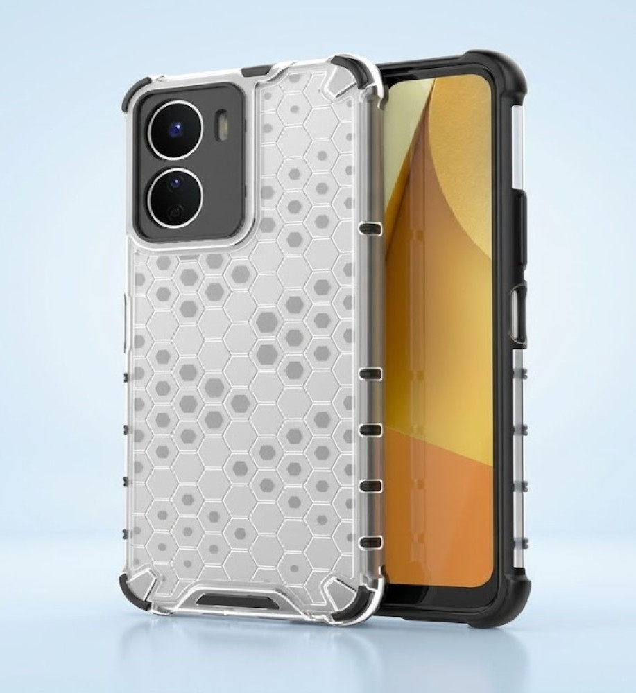  Vivo Y16 Clear Honeycomb Shockproof Case with Raised Camera & Screen Protection 