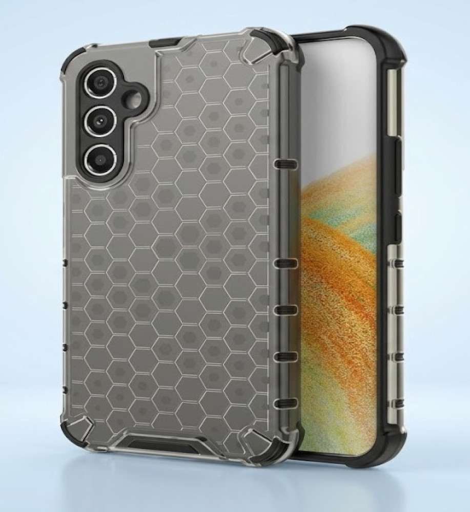  Samsung A14 Clear Honeycomb Shockproof Case with Raised Camera & Screen Protection 