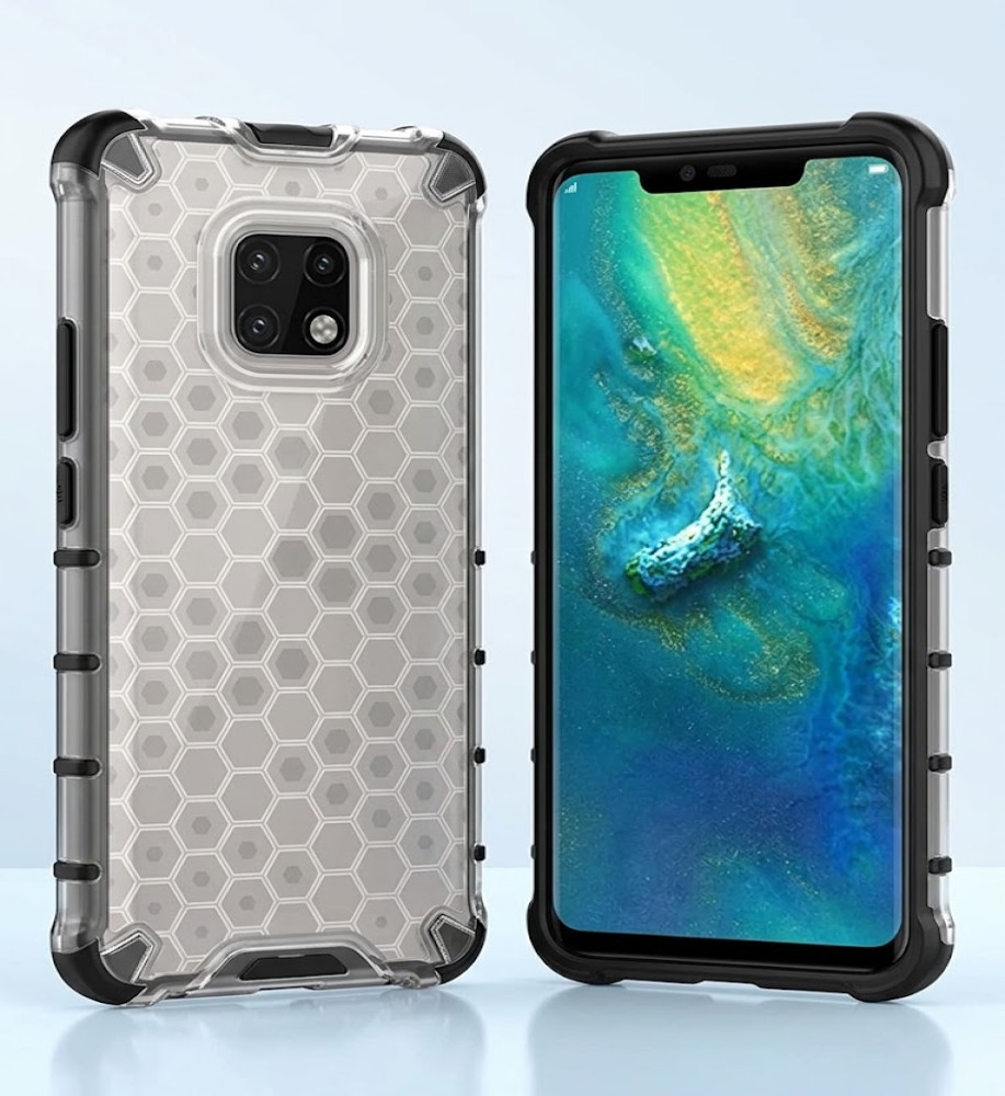  Huawei Mate 20 Pro Clear Honeycomb Shockproof Case with Raised Camera & Screen Protection 