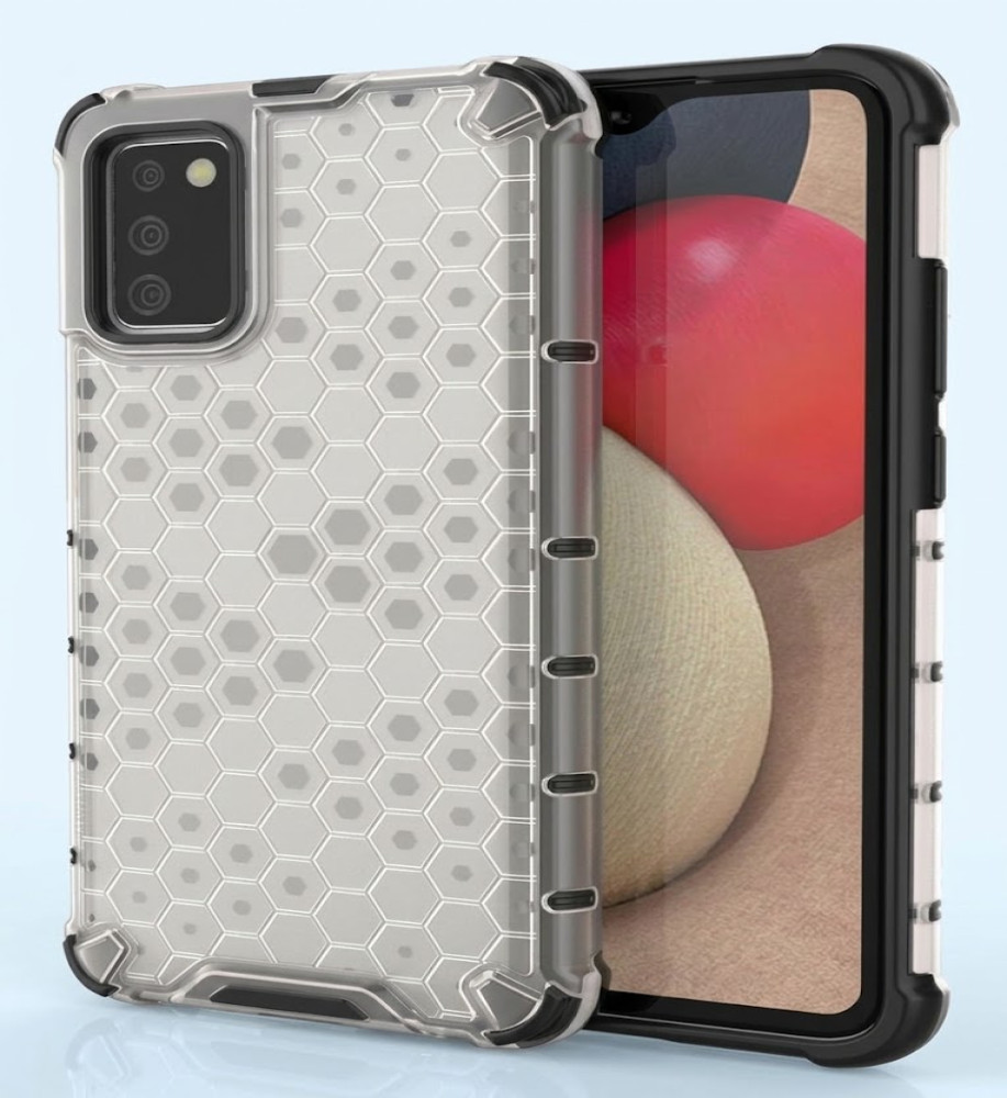  Samsung A02S Clear Honeycomb Shockproof Case with Raised Camera & Screen Protection 
