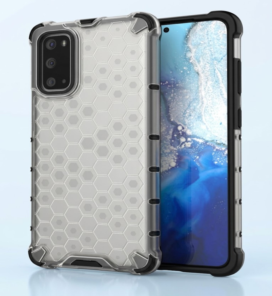  Samsung S20 Clear Honeycomb Shockproof Case with Raised Camera & Screen Protection 