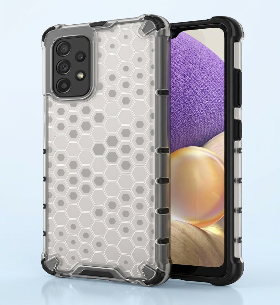  Samsung A72 Clear Honeycomb Shockproof Case with Raised Camera & Screen Protection 