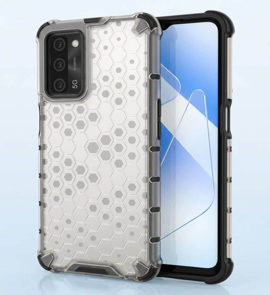  Oppo A55 \ A16 Clear Honeycomb Shockproof Case with Raised Camera & Screen Protection 