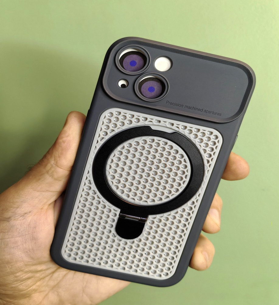  iPhone 13 Silicone Mesh Case with Metal Stand 