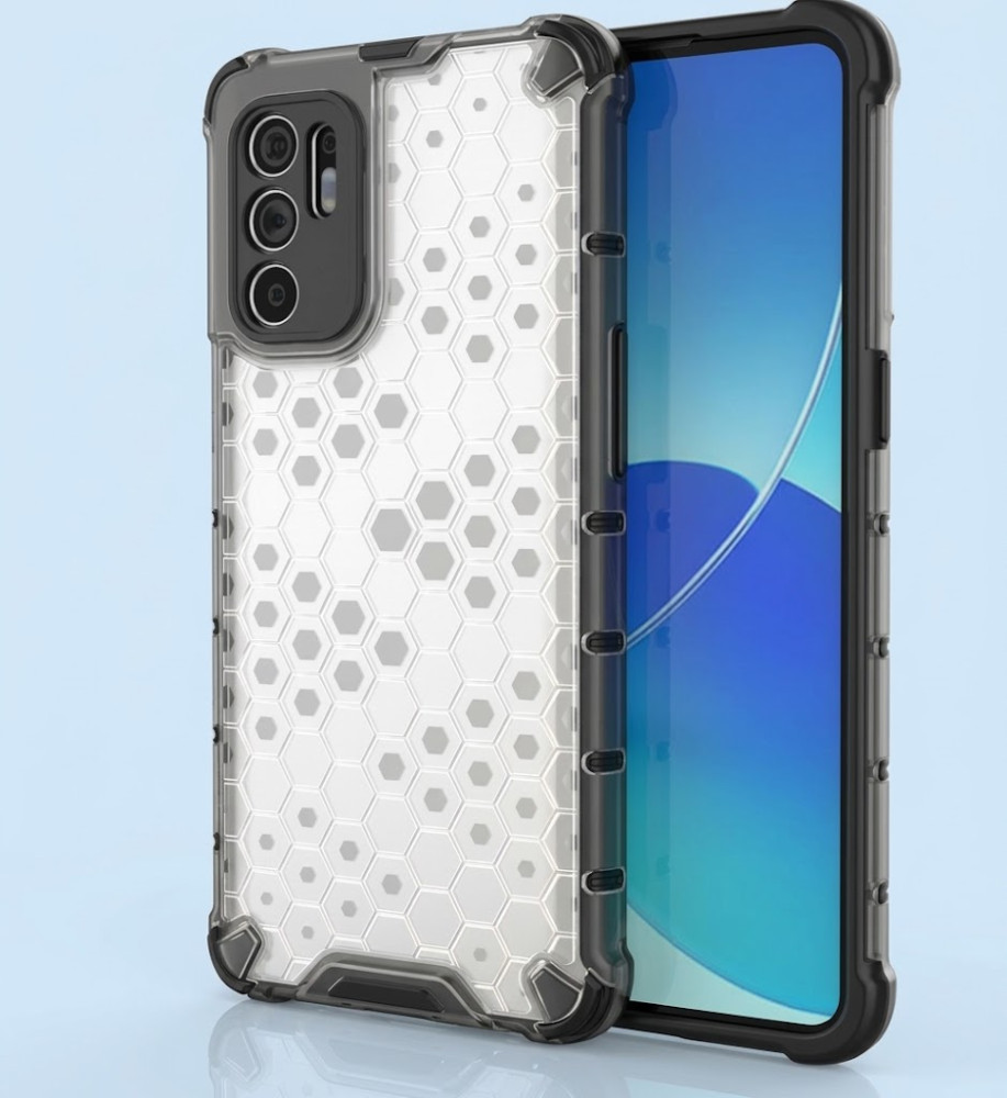  Honeycomb Transparent Armor Shockproof Case For OPPO Reno 6 5G 