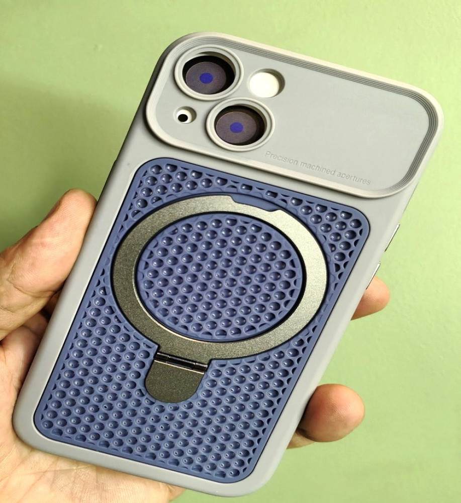  iPhone 13 Silicone Mesh Case with Metal Stand 
