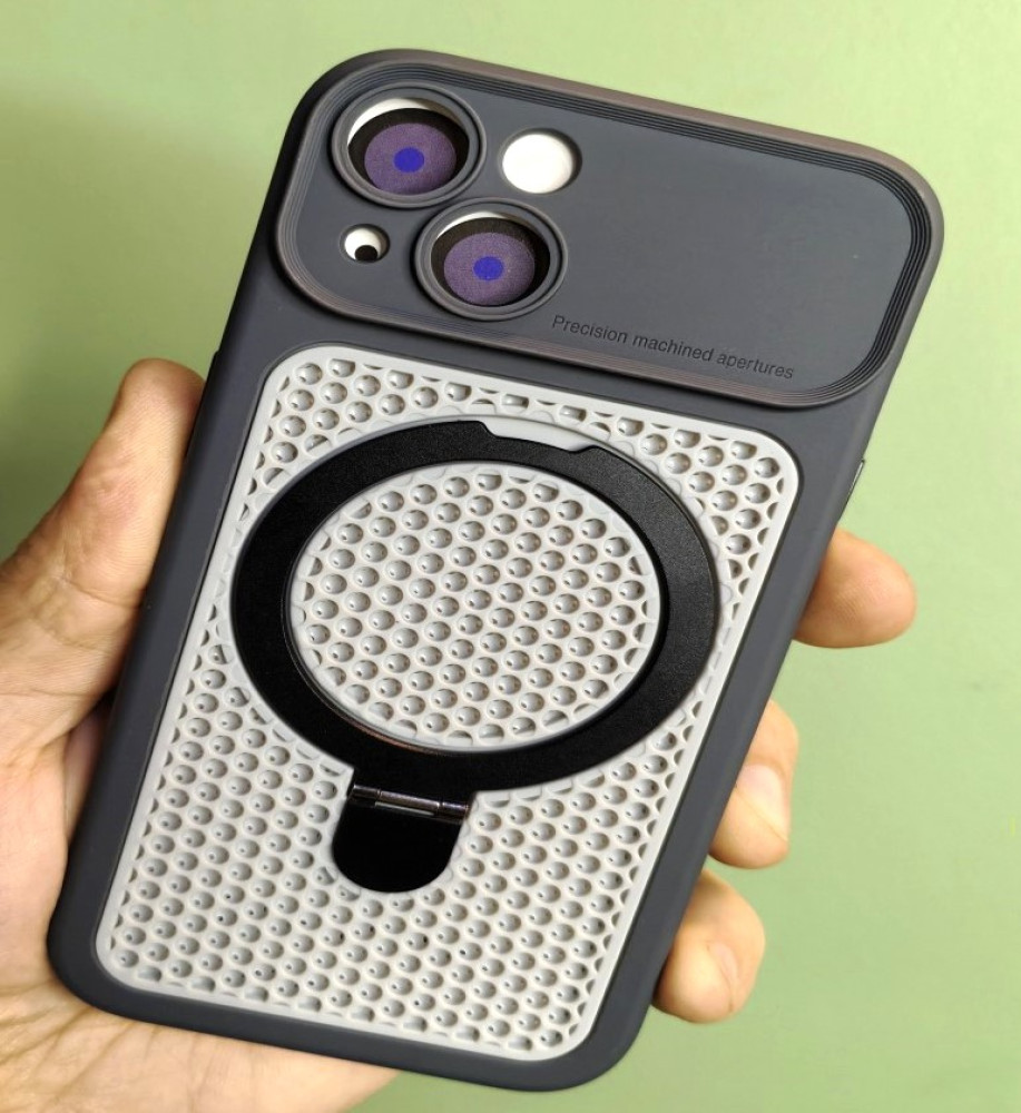  iPhone 13 Silicone Mesh Case with Metal Stand 