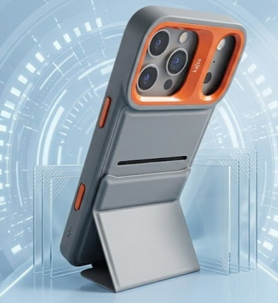  Shock-Resistant Card Holder Case Compatible with iPhone 18 Pro Max Foldable Tri-Stand, Hidden Card Pocket & Raised Camera Protection 